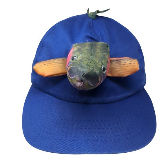 3D Fish Snapback 5 Panel Cap Blue One Size Adjustable Outdoor Cotton - Picture 1 of 9